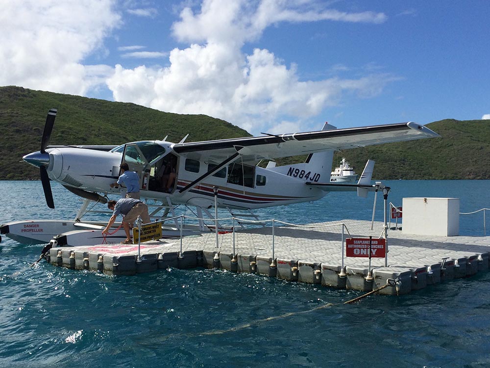 sea plane on floating dock